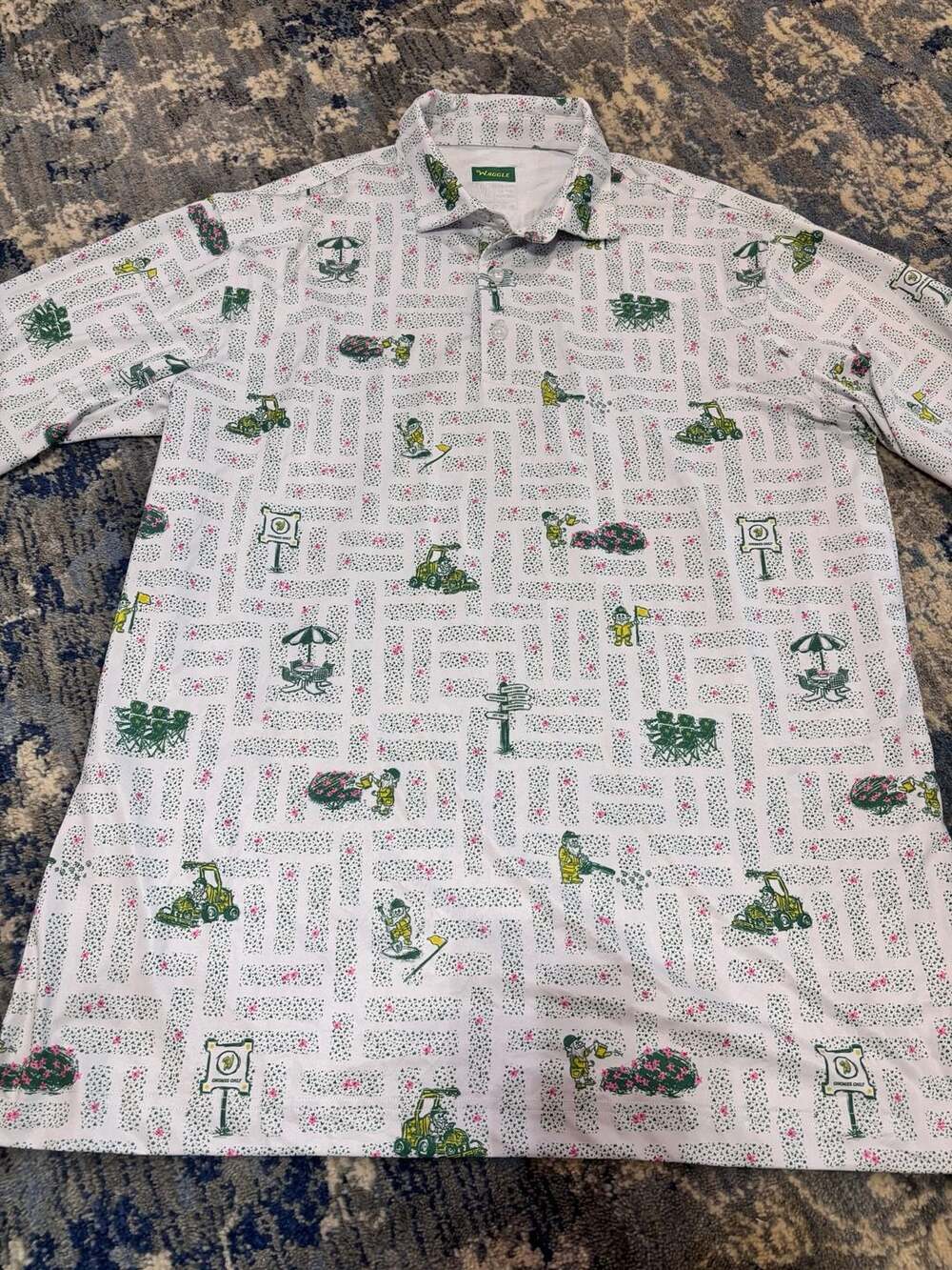 Waggle Gnomes Only Golf Polo Size XL White